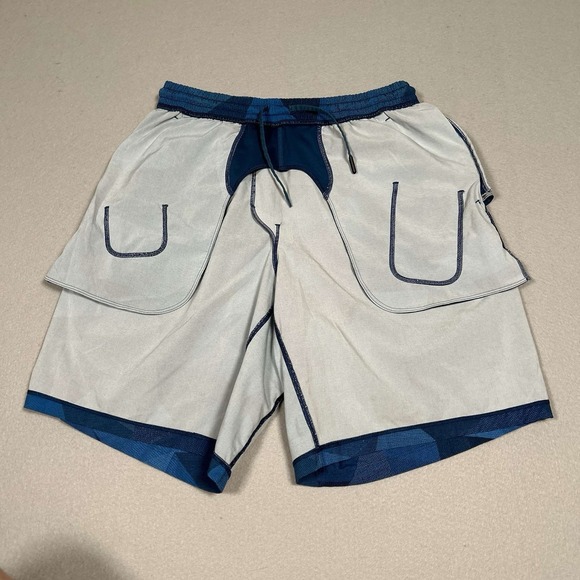 Lululemon Pace Breaker Shorts Mens Medium Blue Camo Unlined Athletic Performance - Picture 12 of 15